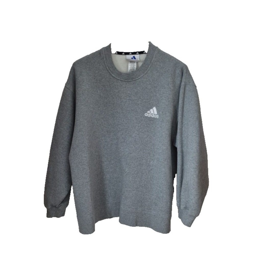 adidas Sweatshirt Mens Large Gray Fleece Heavy‎ Weight Long Sleeve Pullover